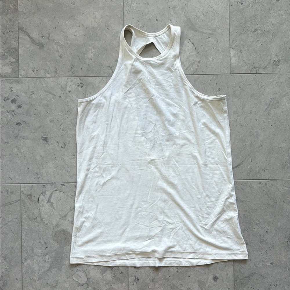 Lululemon White Open Back High Neck Relaxed Fit Tank Top - sz 10